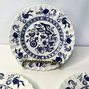 3 J&G Classic DG Meakin 7" White Blue Nordic Onion Ironstone Dessert Bread Plate